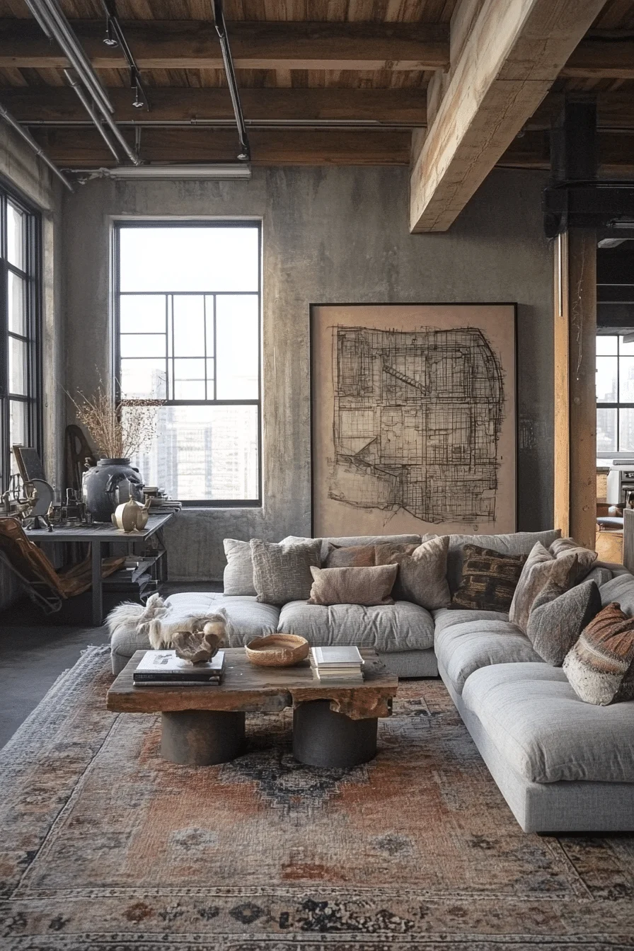 Urban art in industrial living room