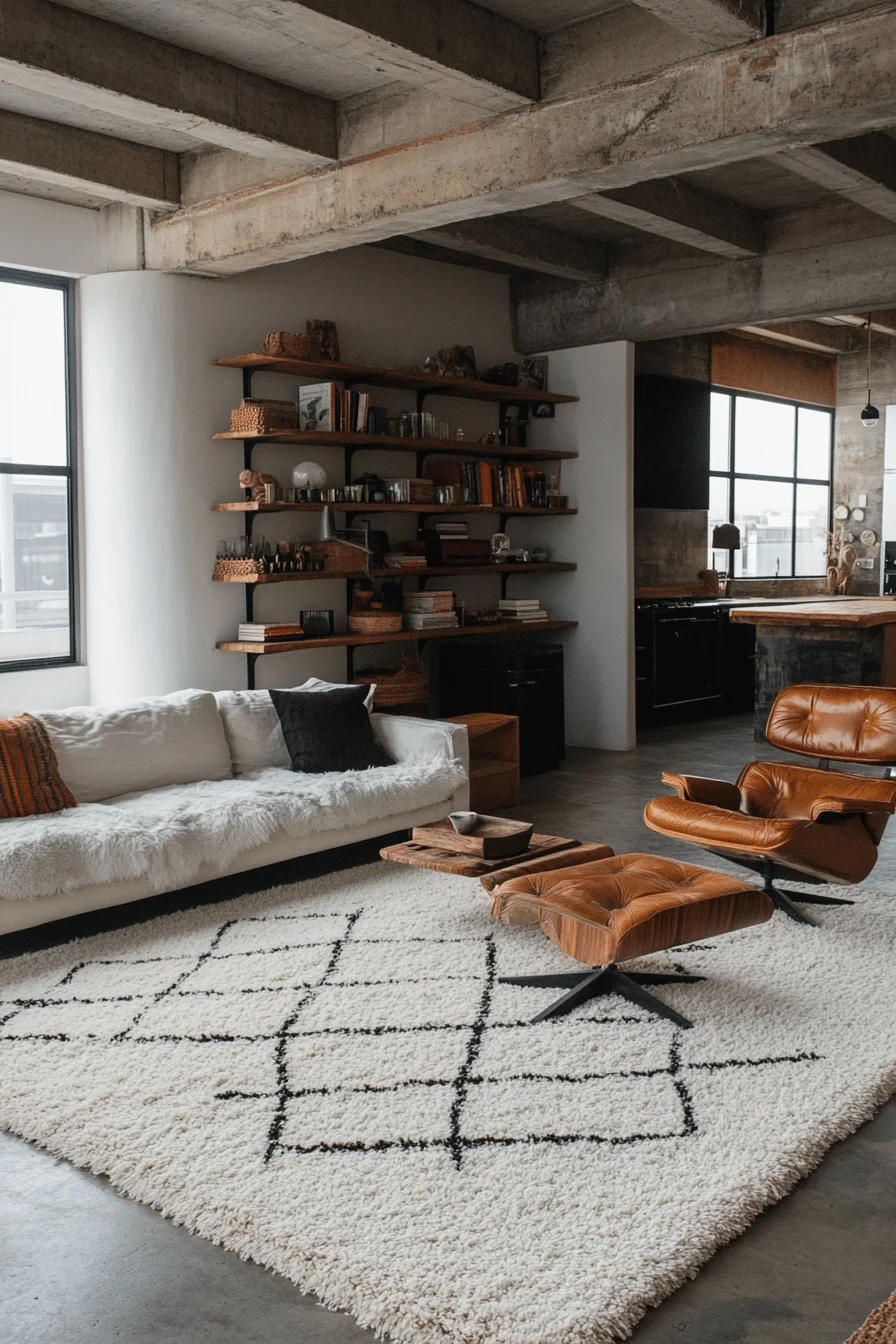 Mixed materials in industrial living room