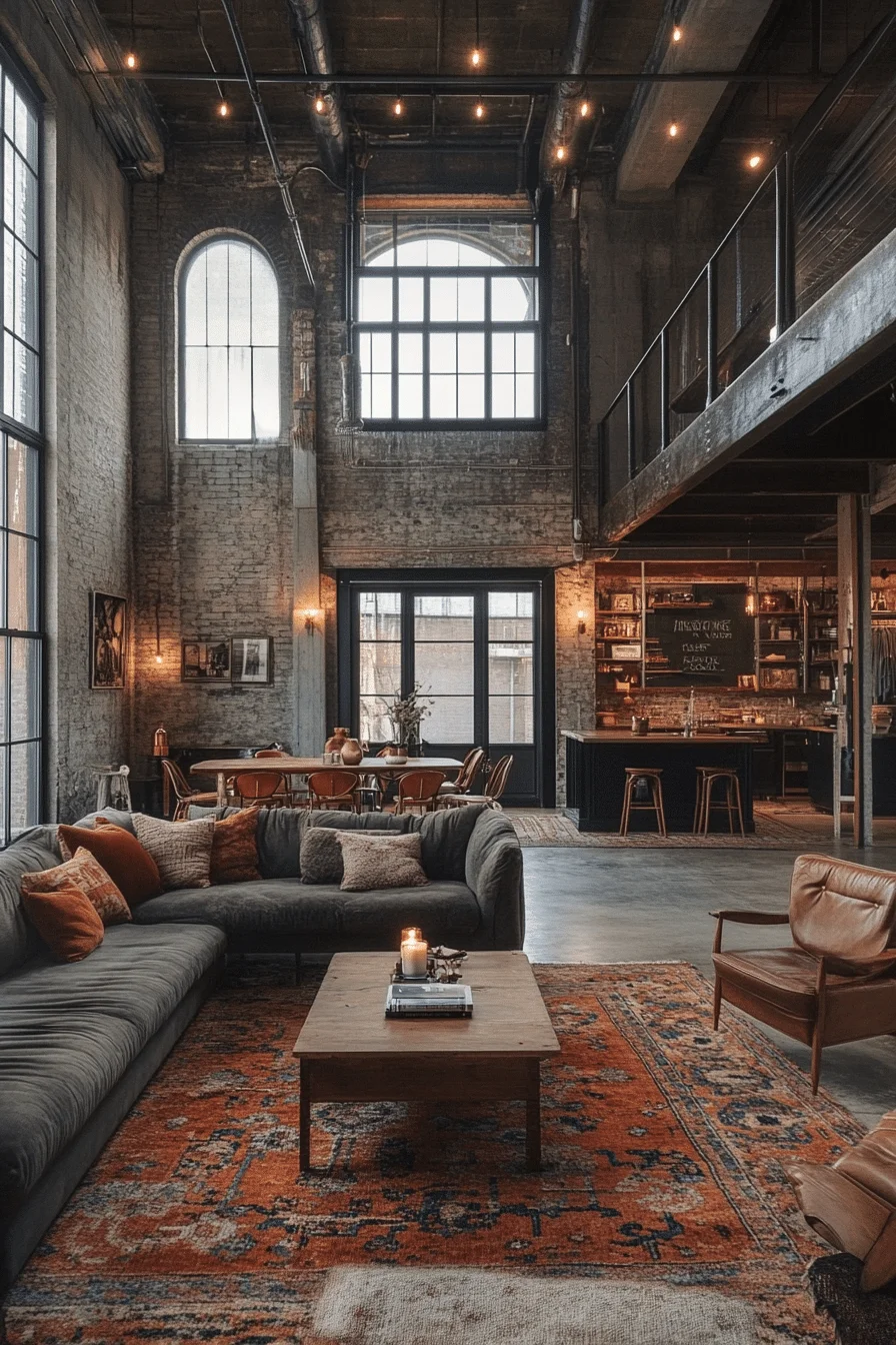 Open plan industrial living room