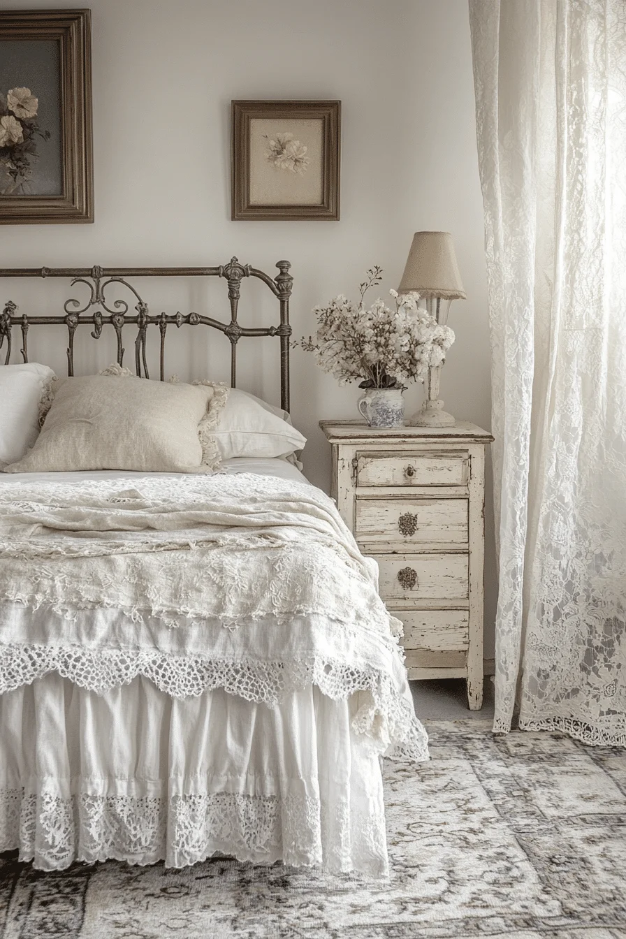 Vintage style white bedroom