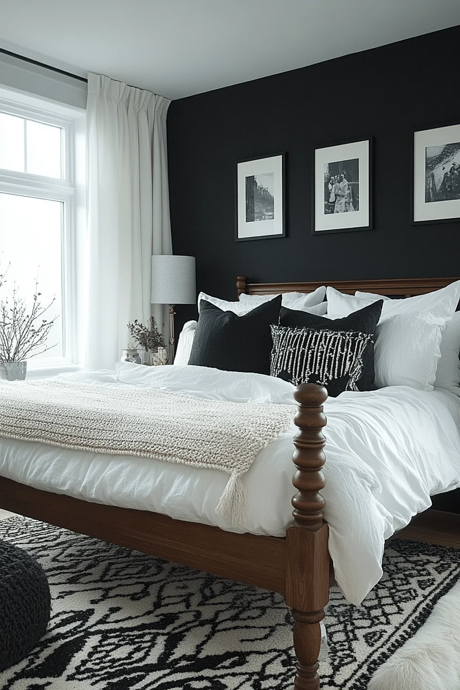 Black and white bedroom design