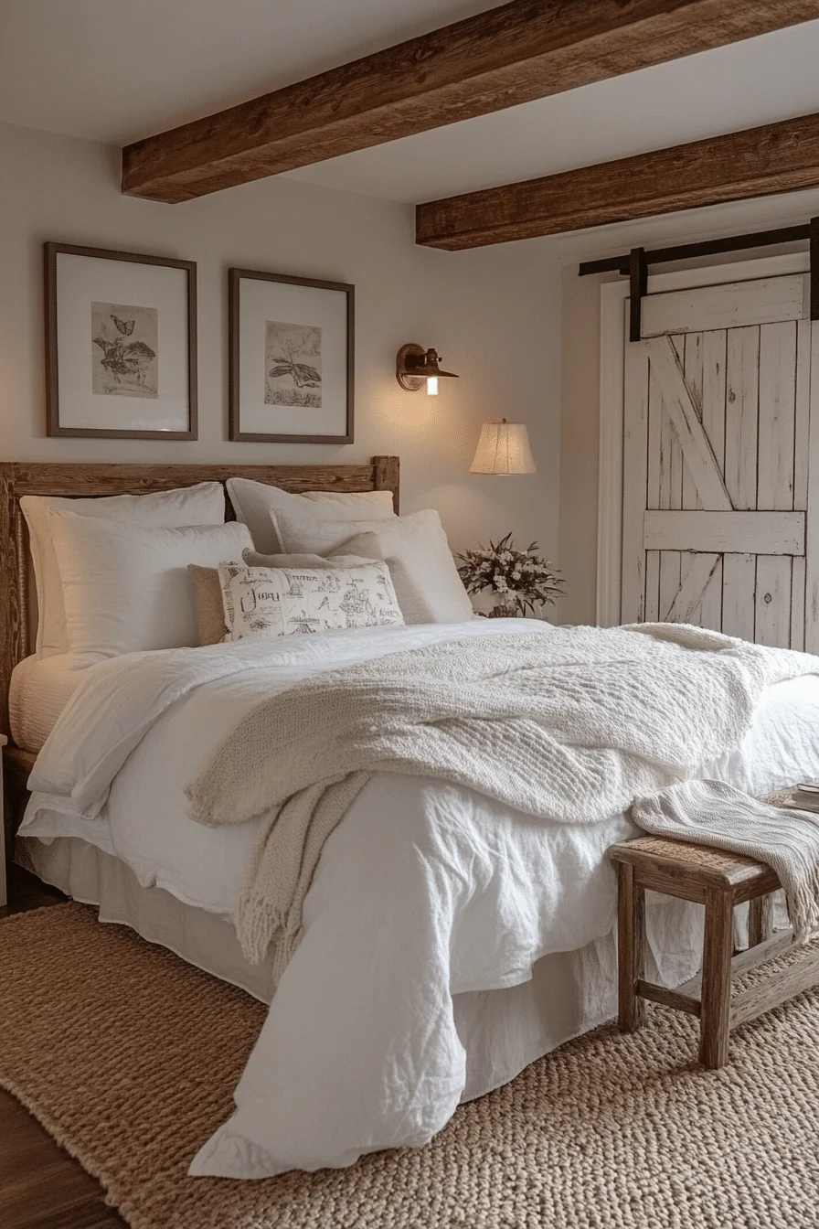 Farmhouse style white bedroom