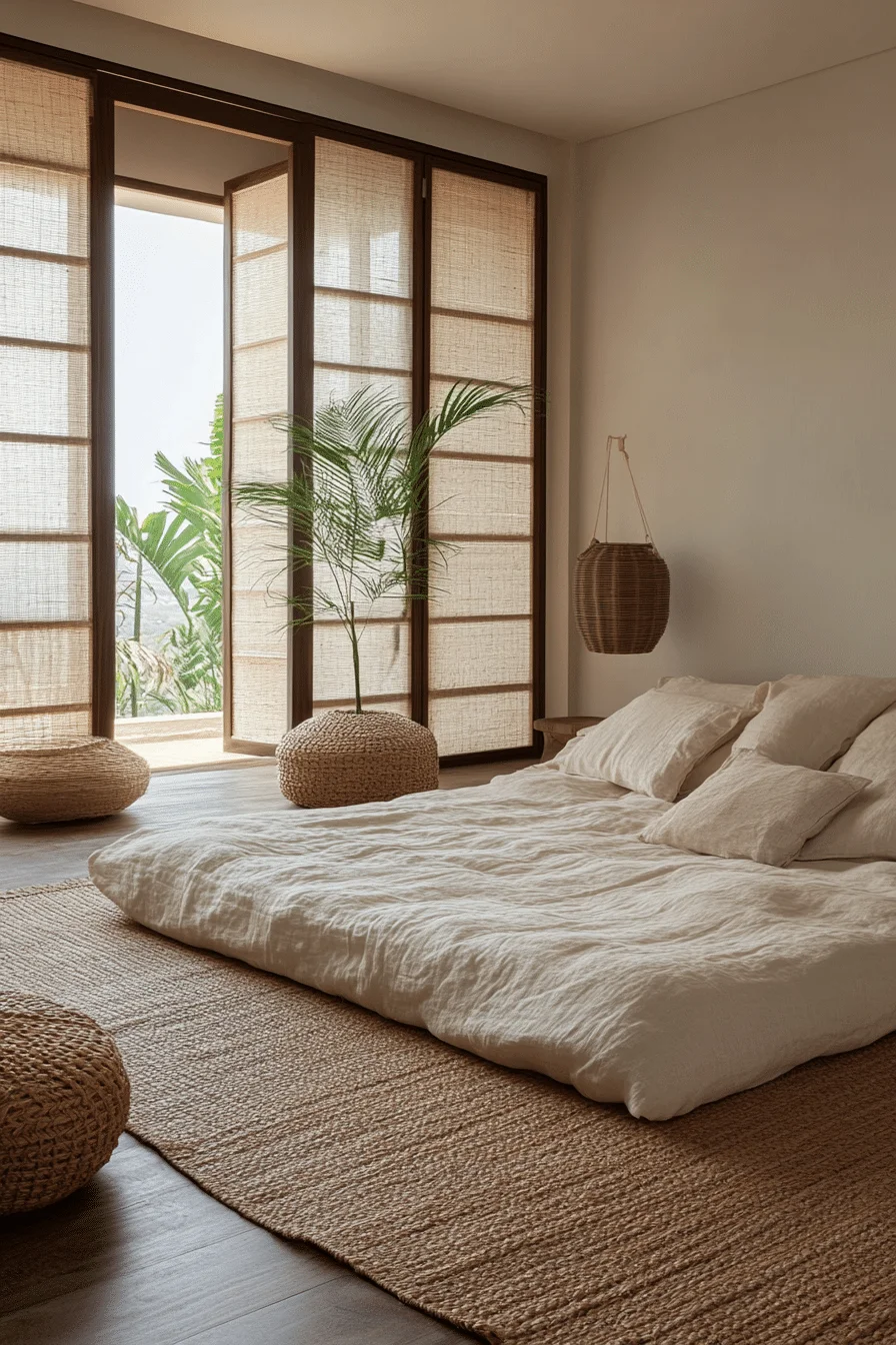 Zen inspired white bedroom