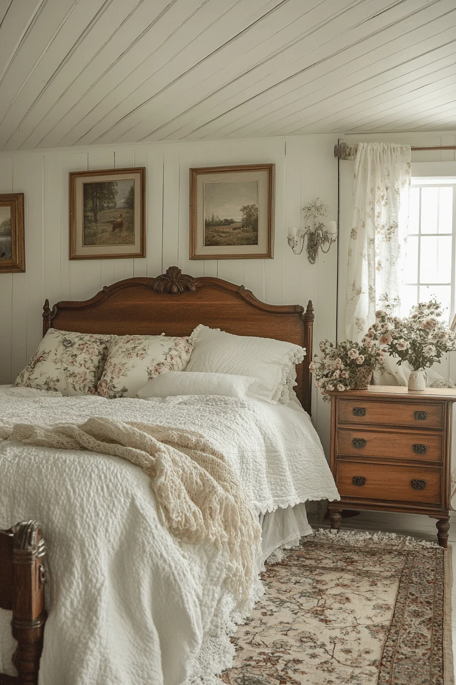 French country style white bedroom