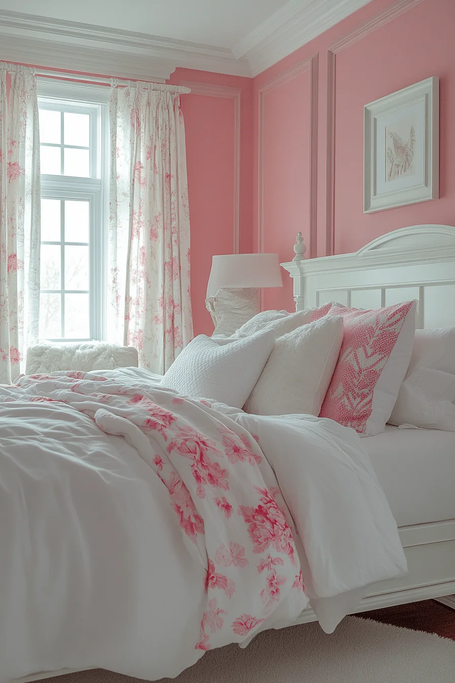 Pastel Pink and White Bedroom