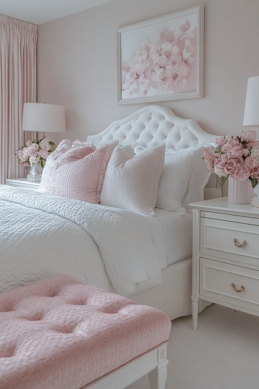 Rosy Pink and White Bedroom