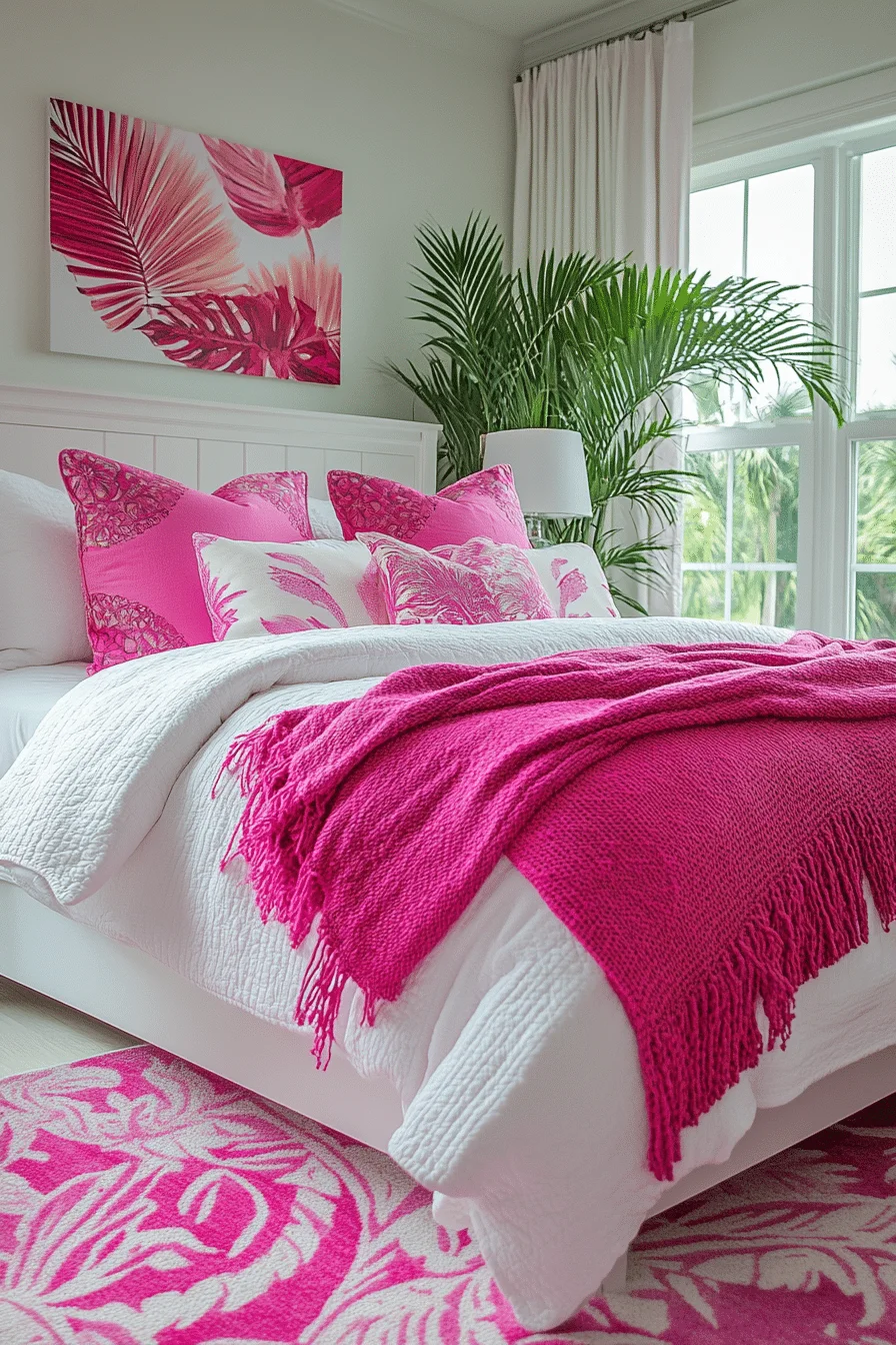 Magenta and White Bedroom