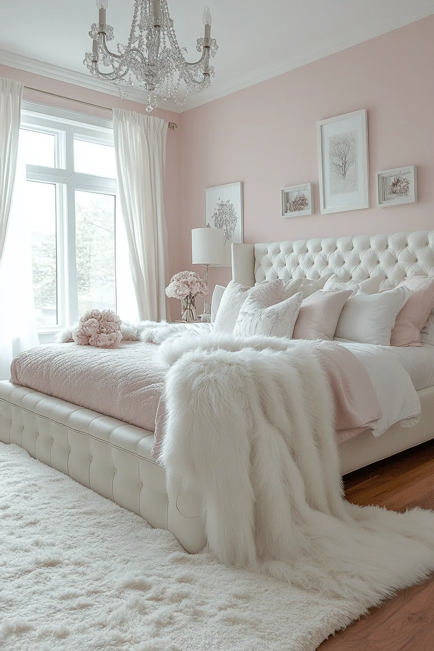 Elegant Pink and White Bedroom