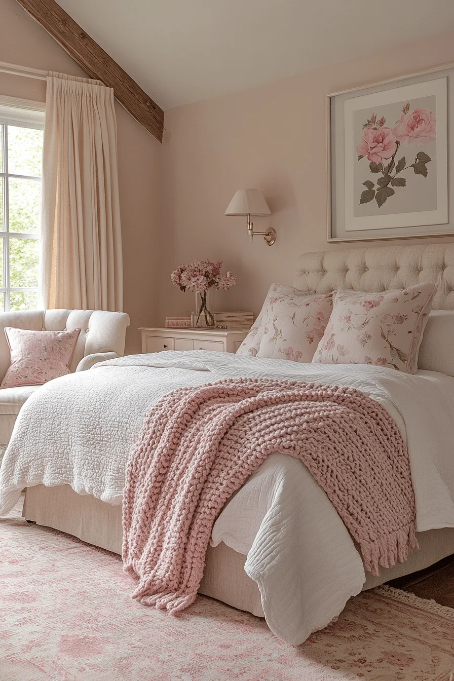 Berry Pink and Cream Bedroom