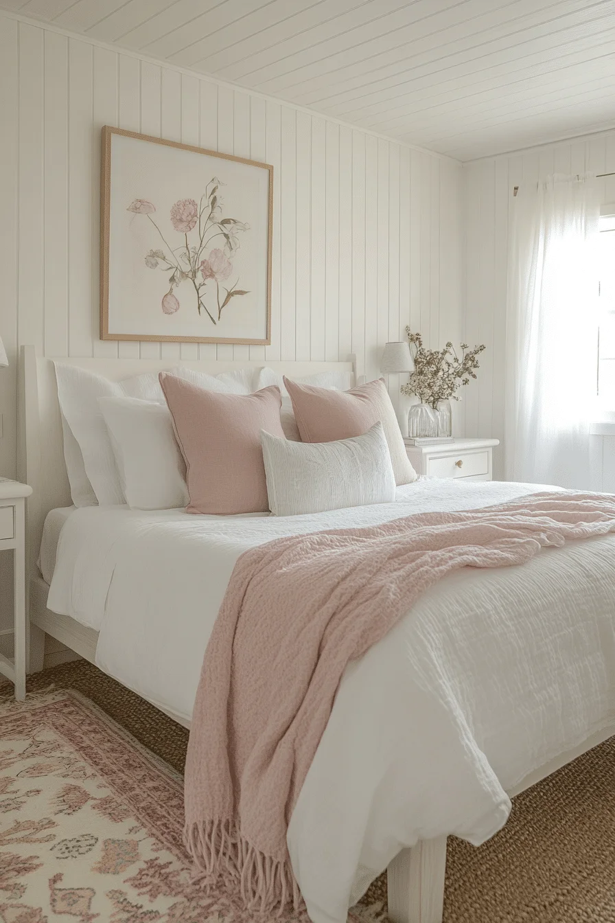Minimalist Pink and White Bedroom