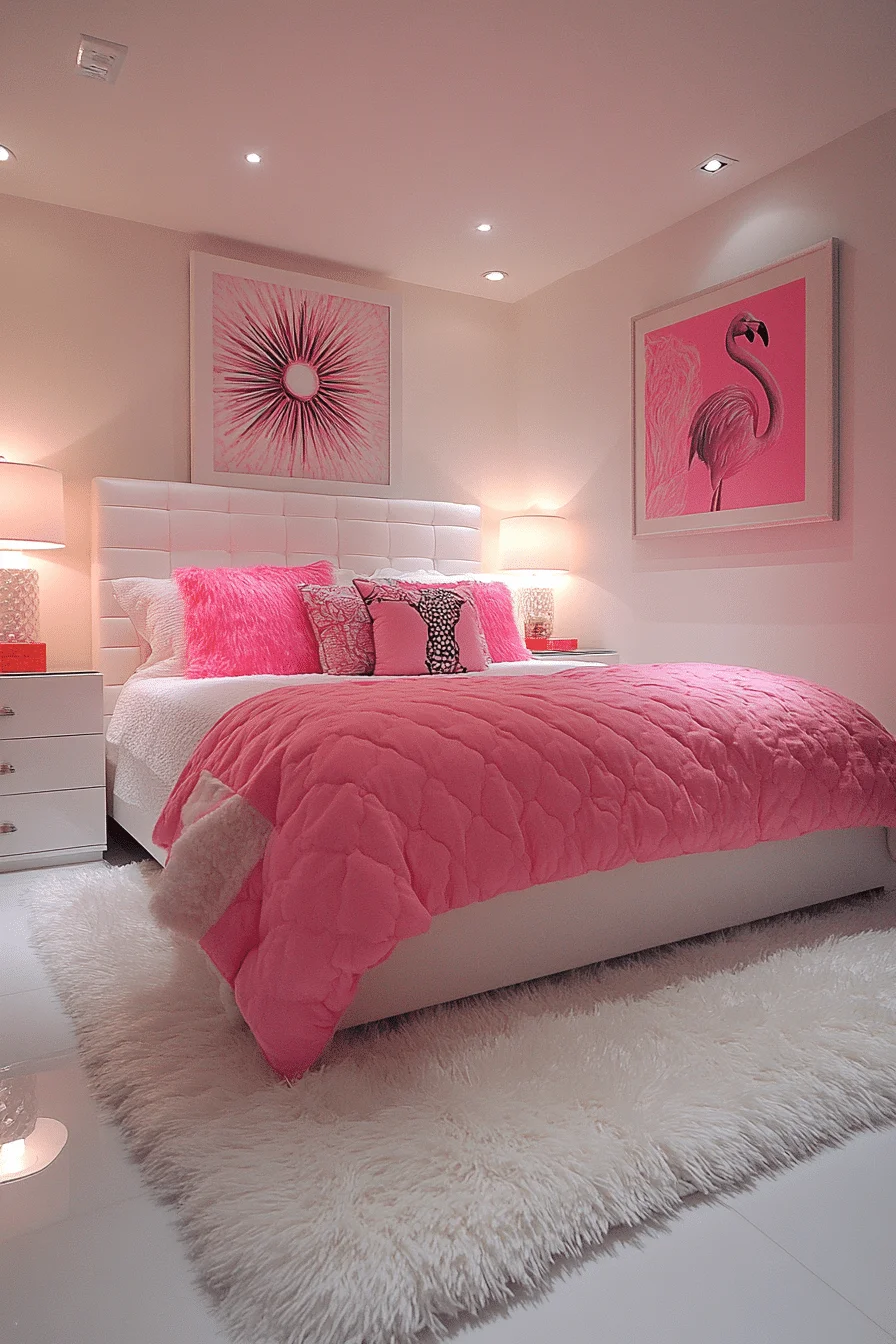 Scandinavian Pink and White Bedroom