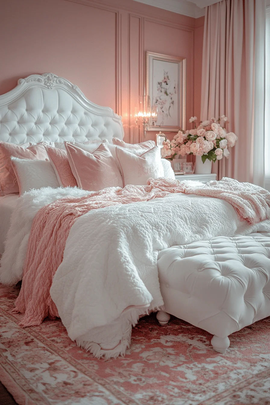 Soft Pink and White Bedroom