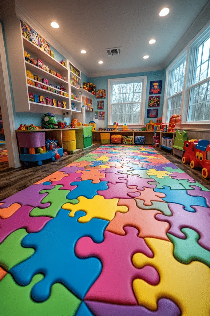 Colorful puzzle floor design
