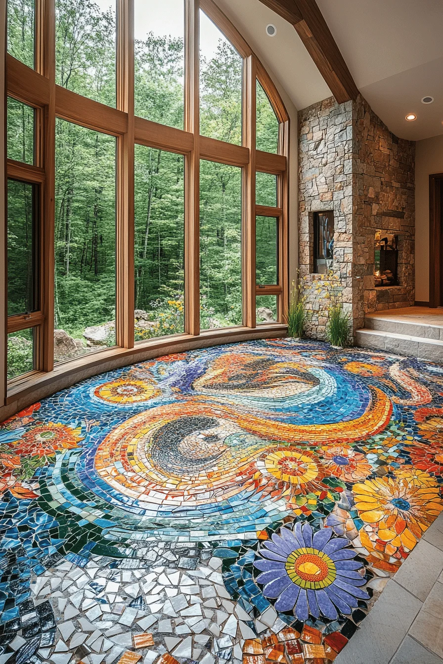 Vibrant mosaic tile accents
