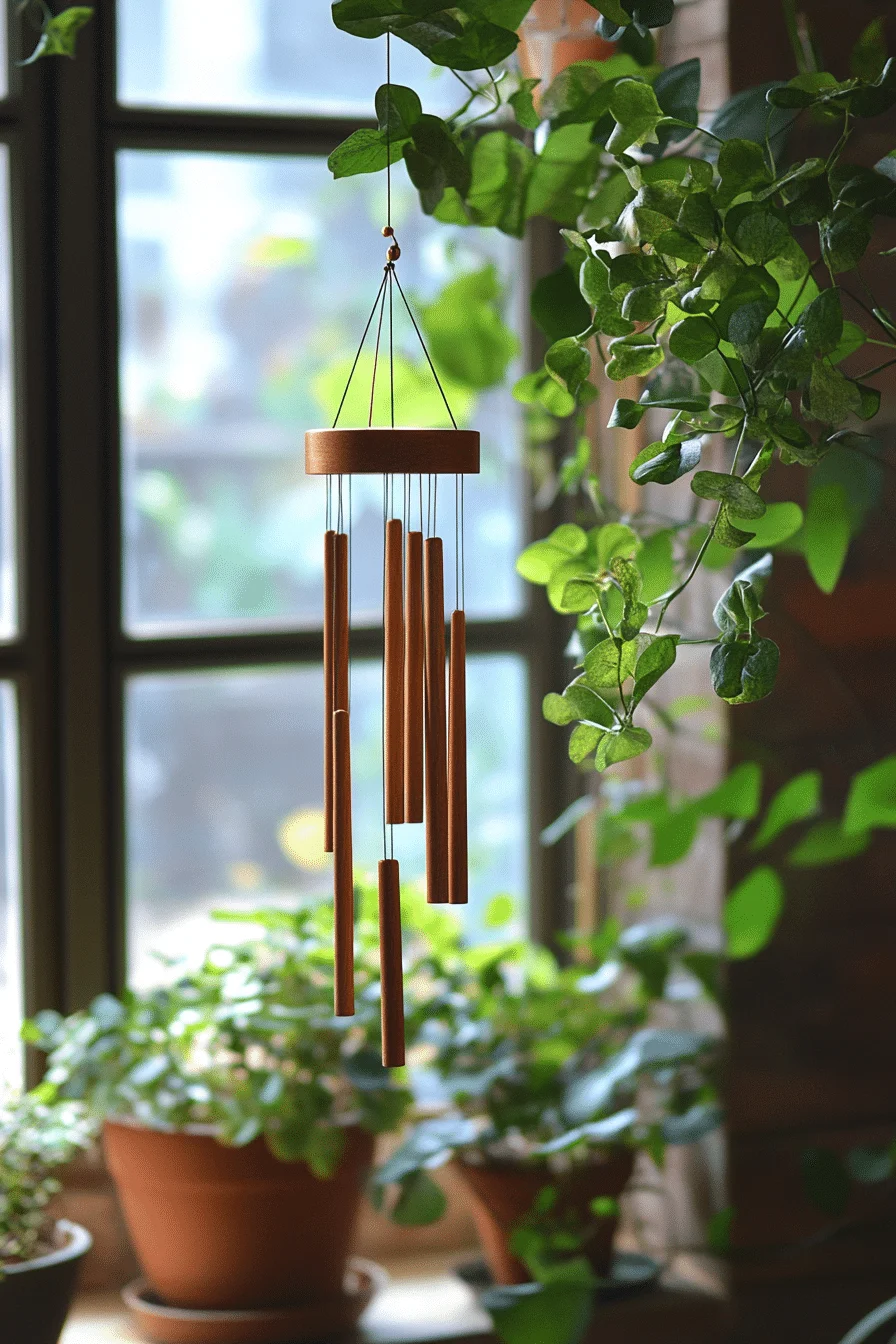 Indoor wind chimes near window