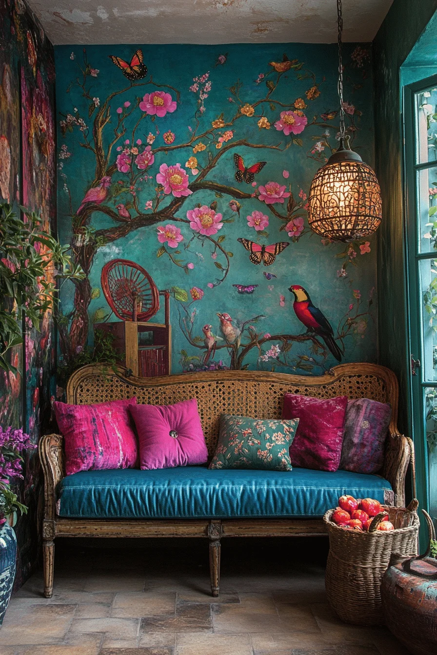 Whimsical patterned wallpaper