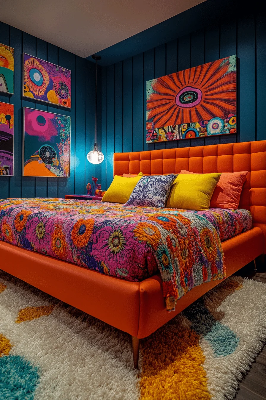 Retro 70s vintage bedroom