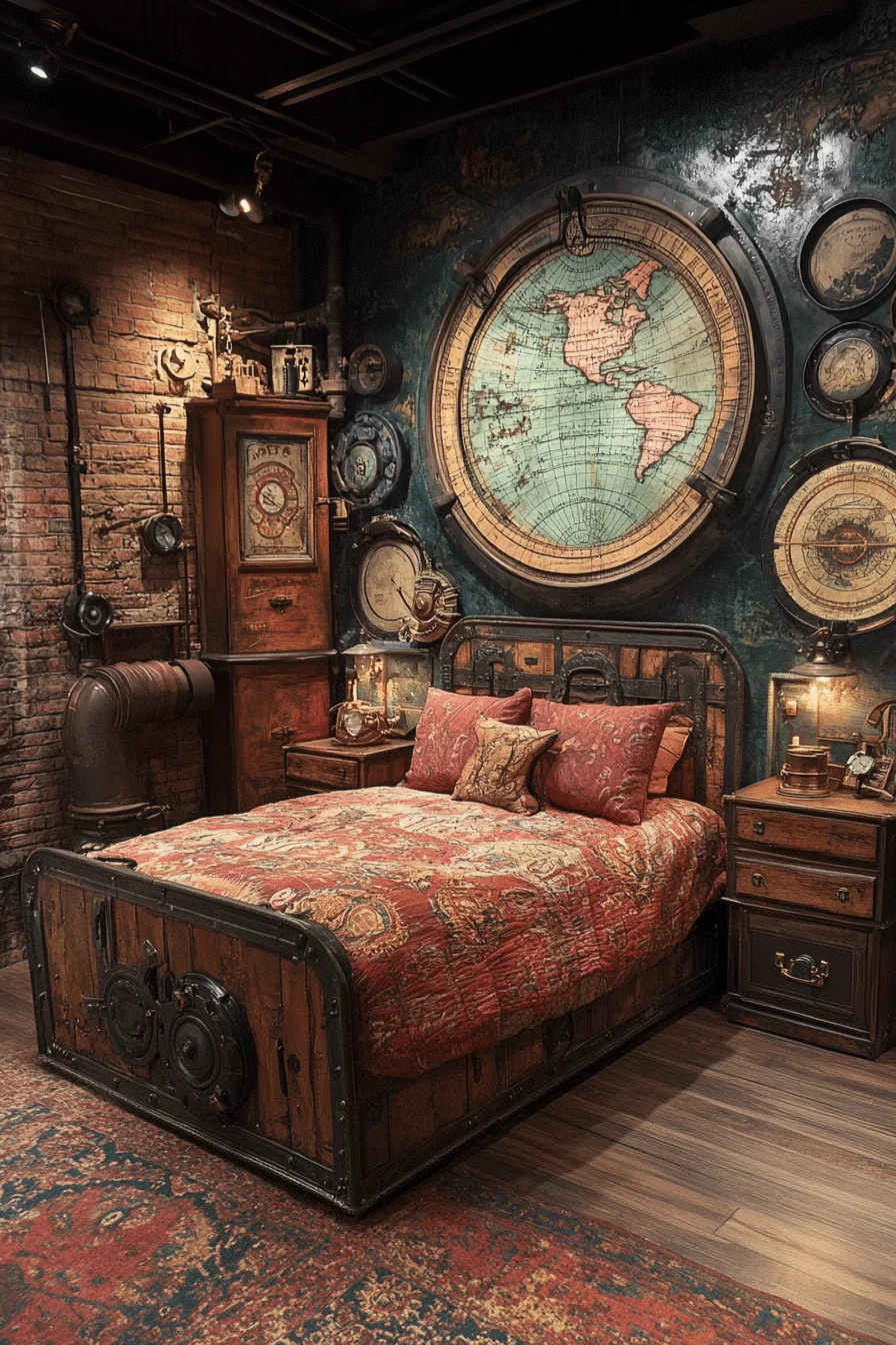 Steampunk vintage bedroom
