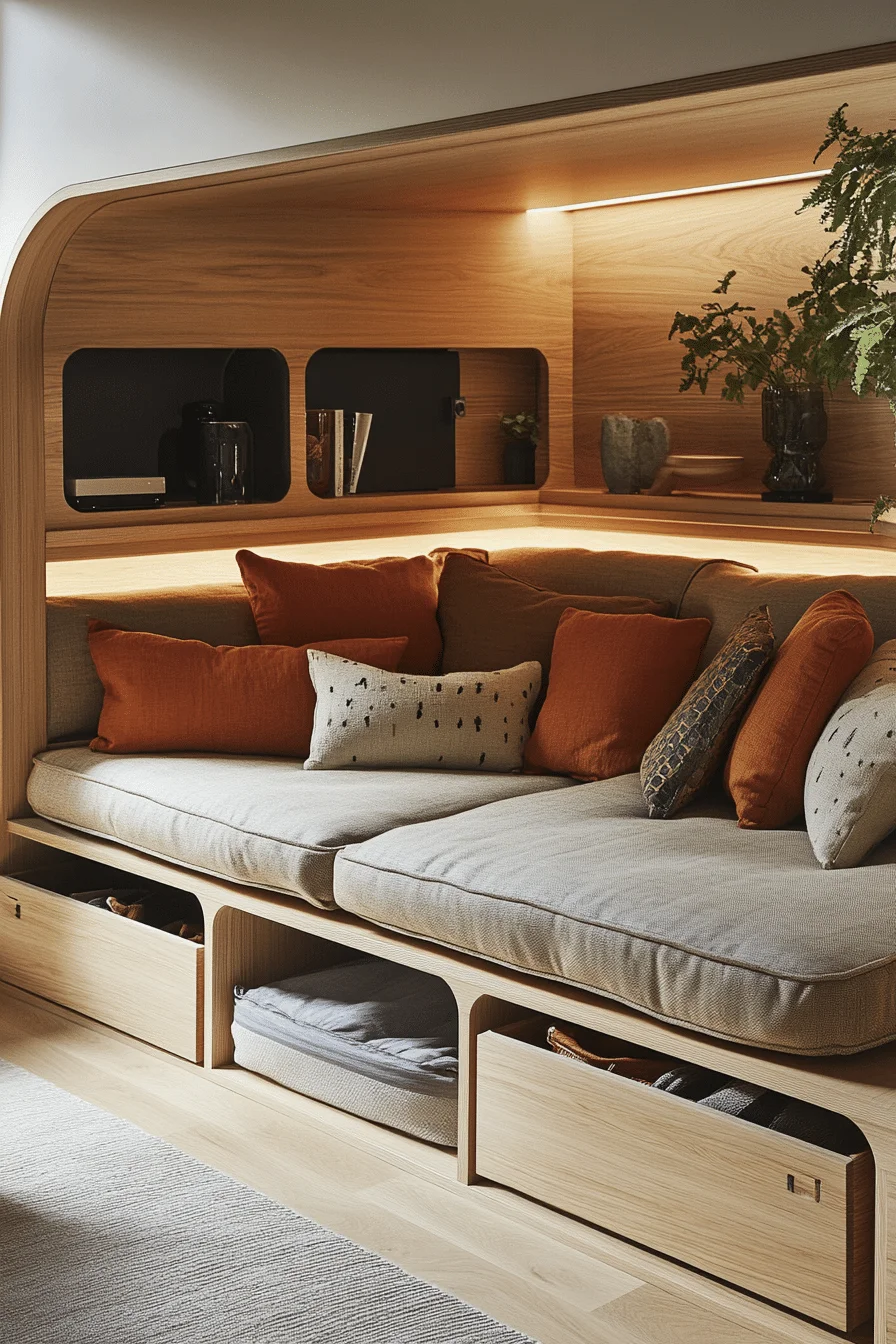 Storage compartments under a sofa
