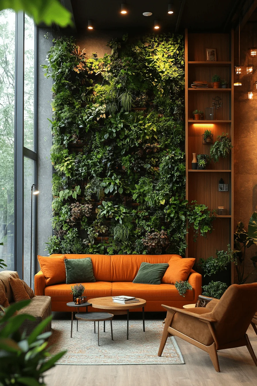 Vertical indoor garden in a small living room
