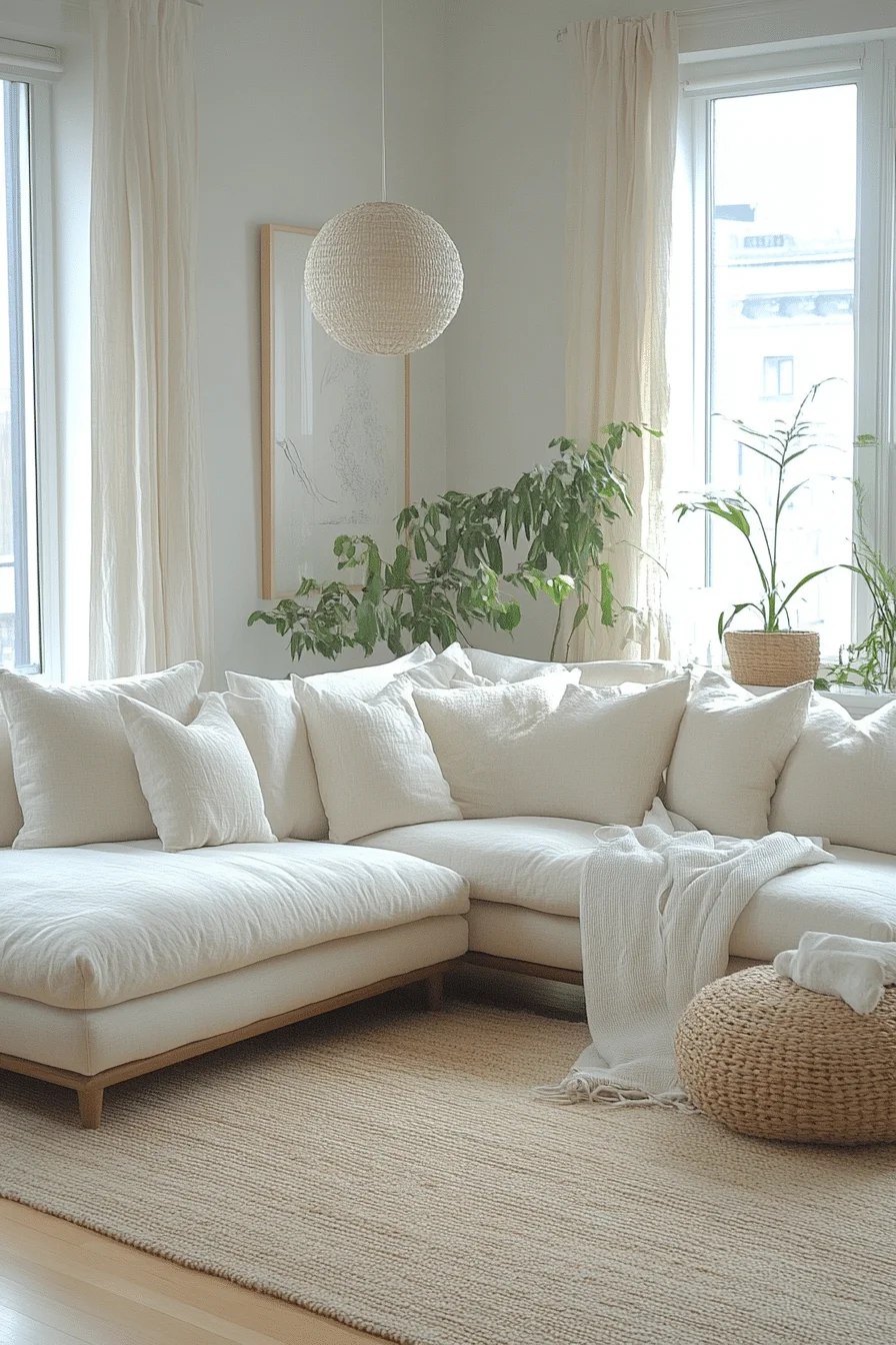 Light and airy color palette in a small living room