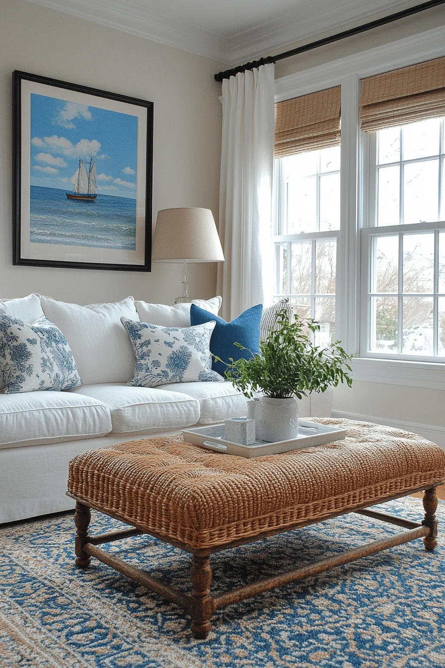 Versatile ottoman furniture in a small living room