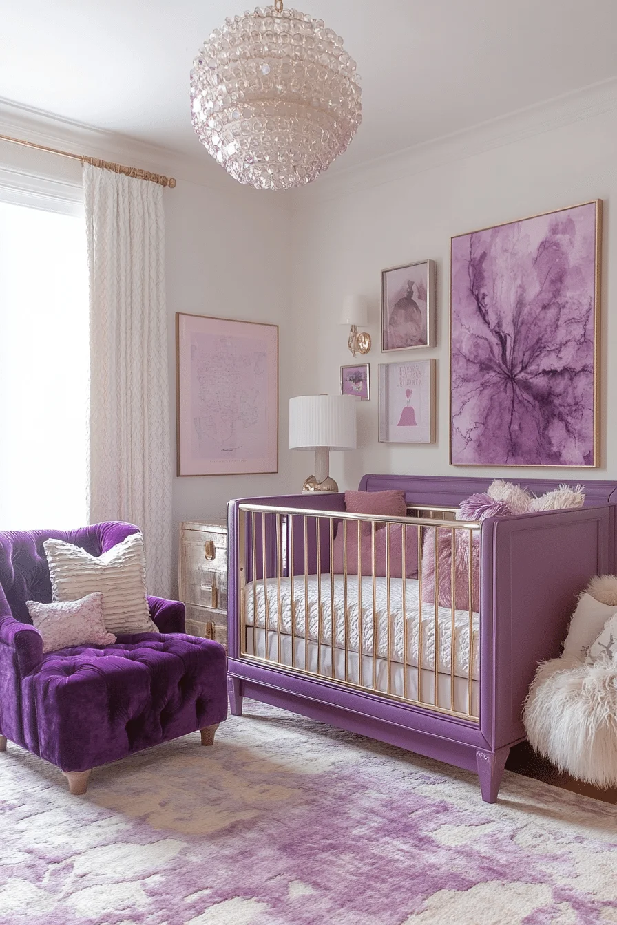 Art Deco nursery with geometric patterns and metallic accents