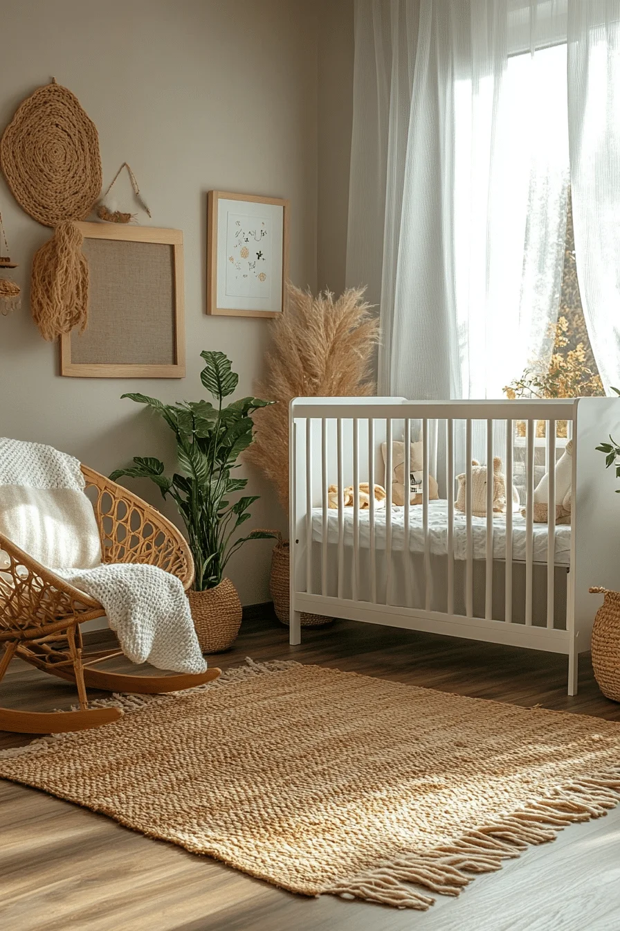 Scandinavian nursery with muted colors and natural light