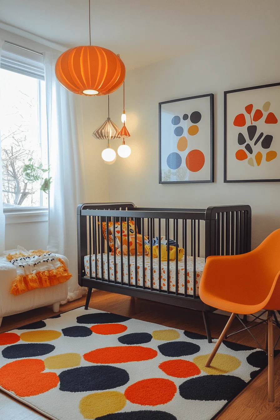 Urban nursery with bold prints and industrial accents