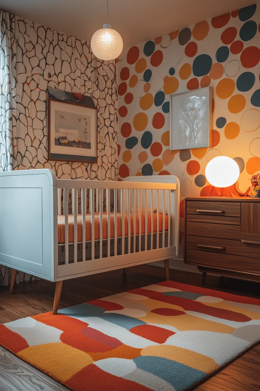 Sixties-inspired nursery with bold colors and mod patterns