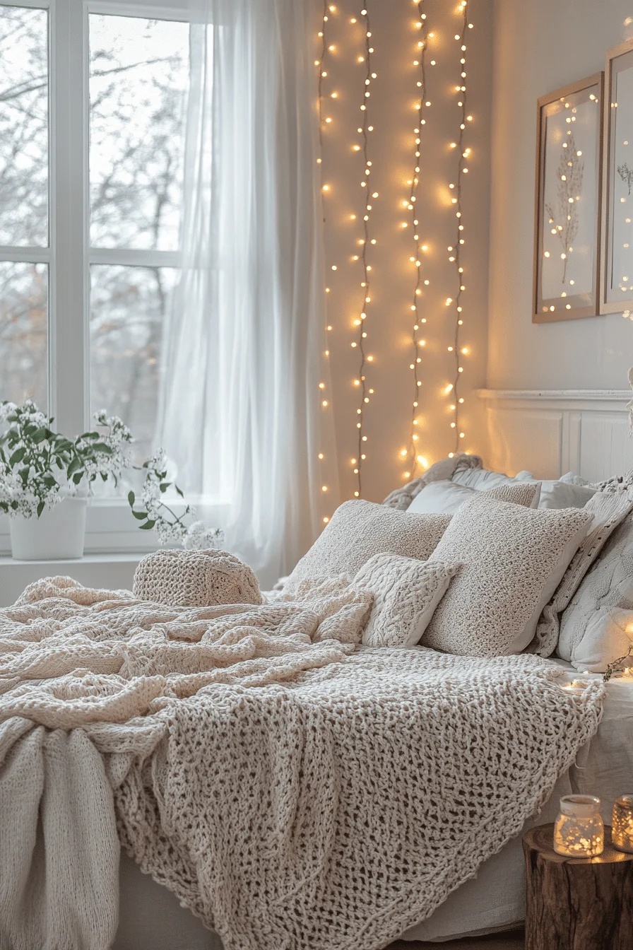 Grey boho bedroom with mystical accents