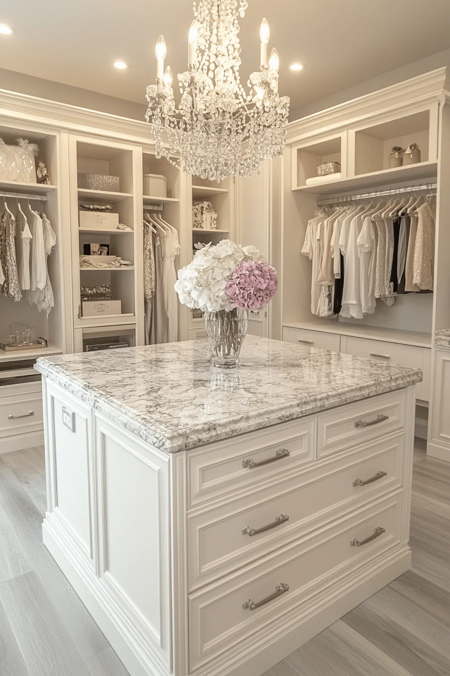 Walk-in closet with central island