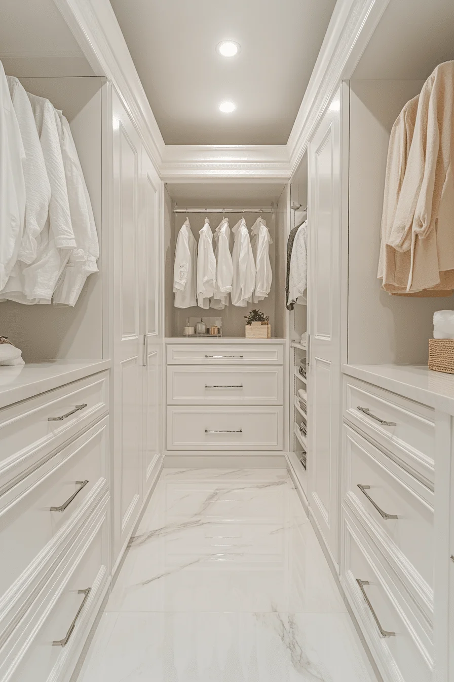 White themed walk-in closet