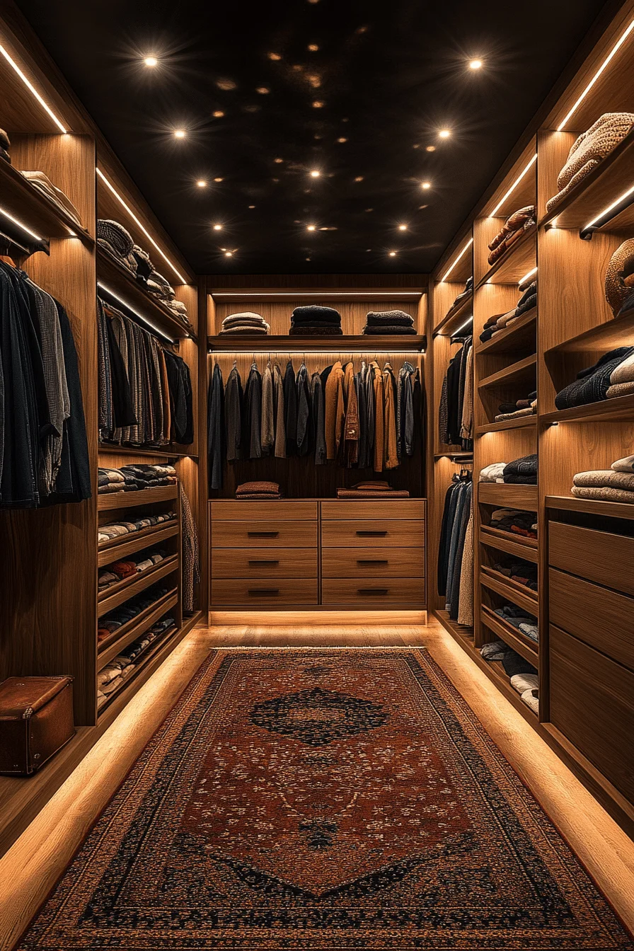 Soft lighting in walk-in closet