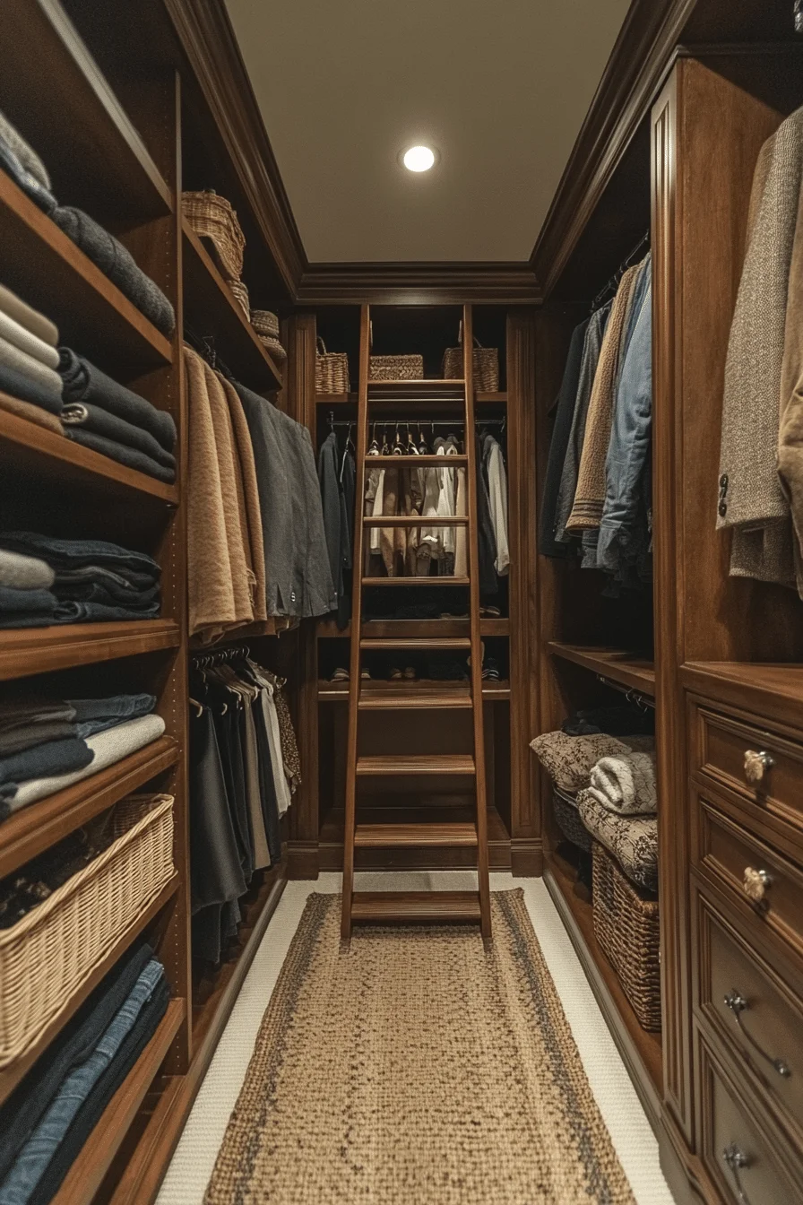Decorative ladder in walk-in closet