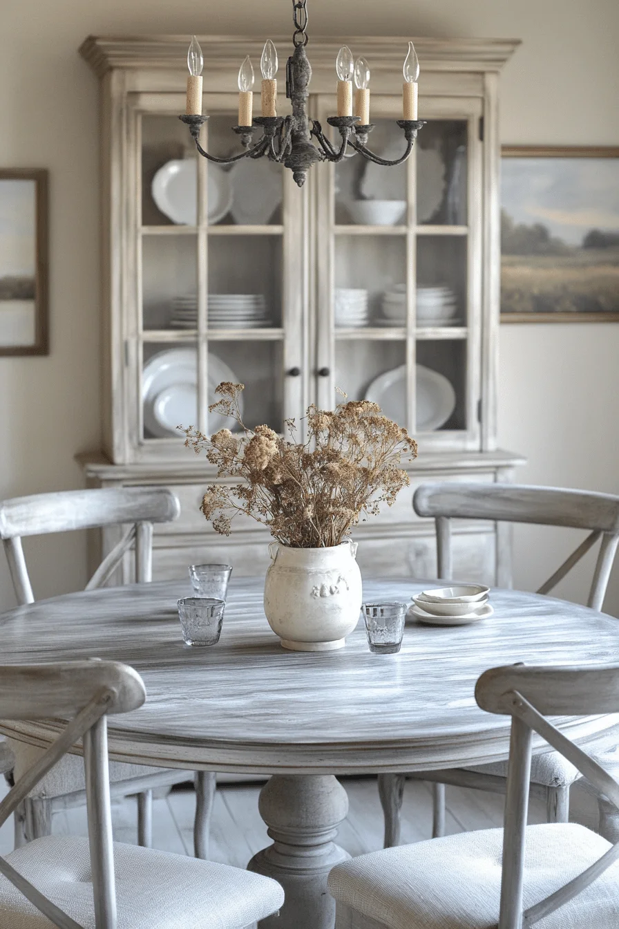 Gently aged shabby chic dining room