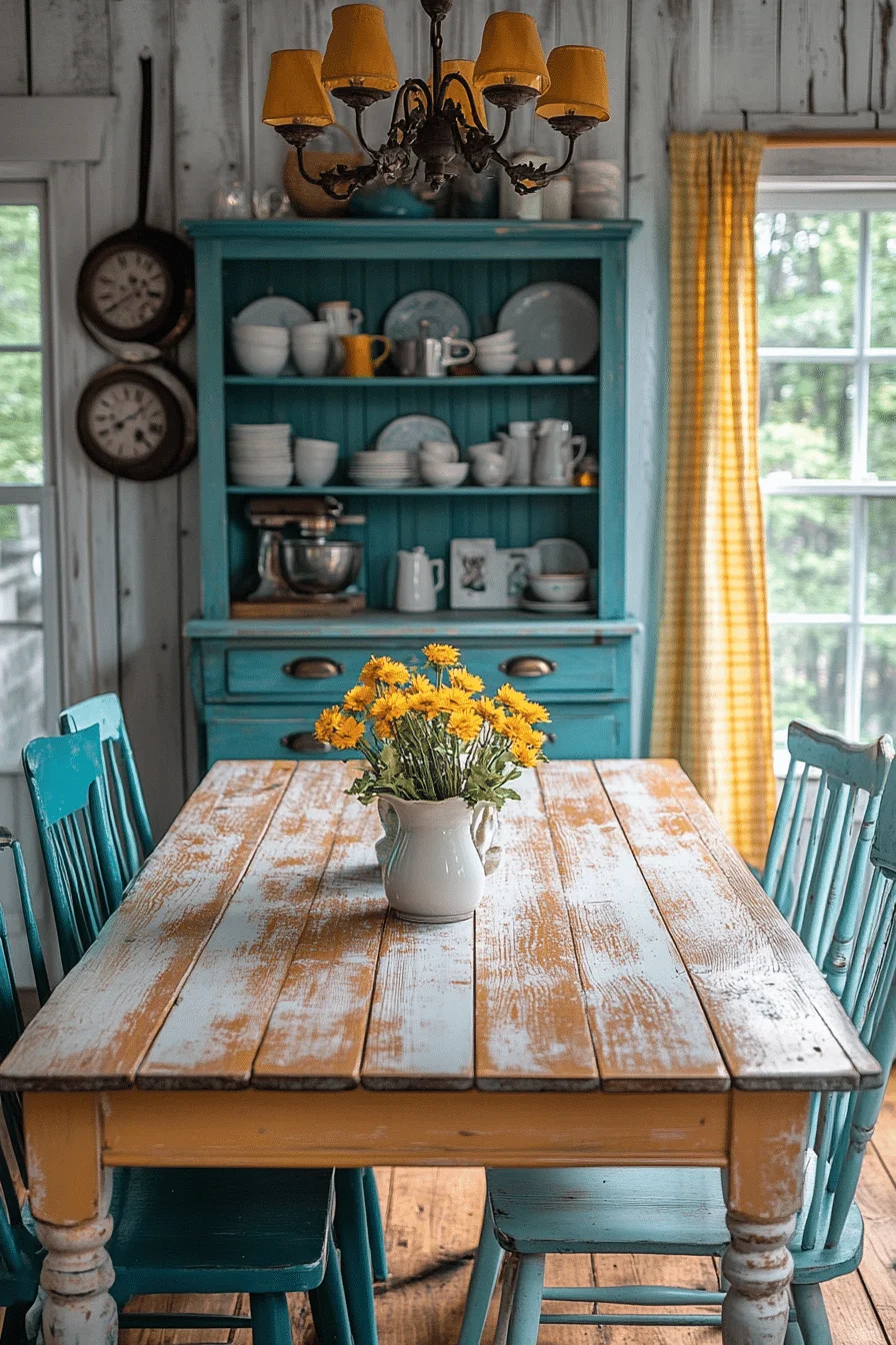 Country style shabby chic dining room