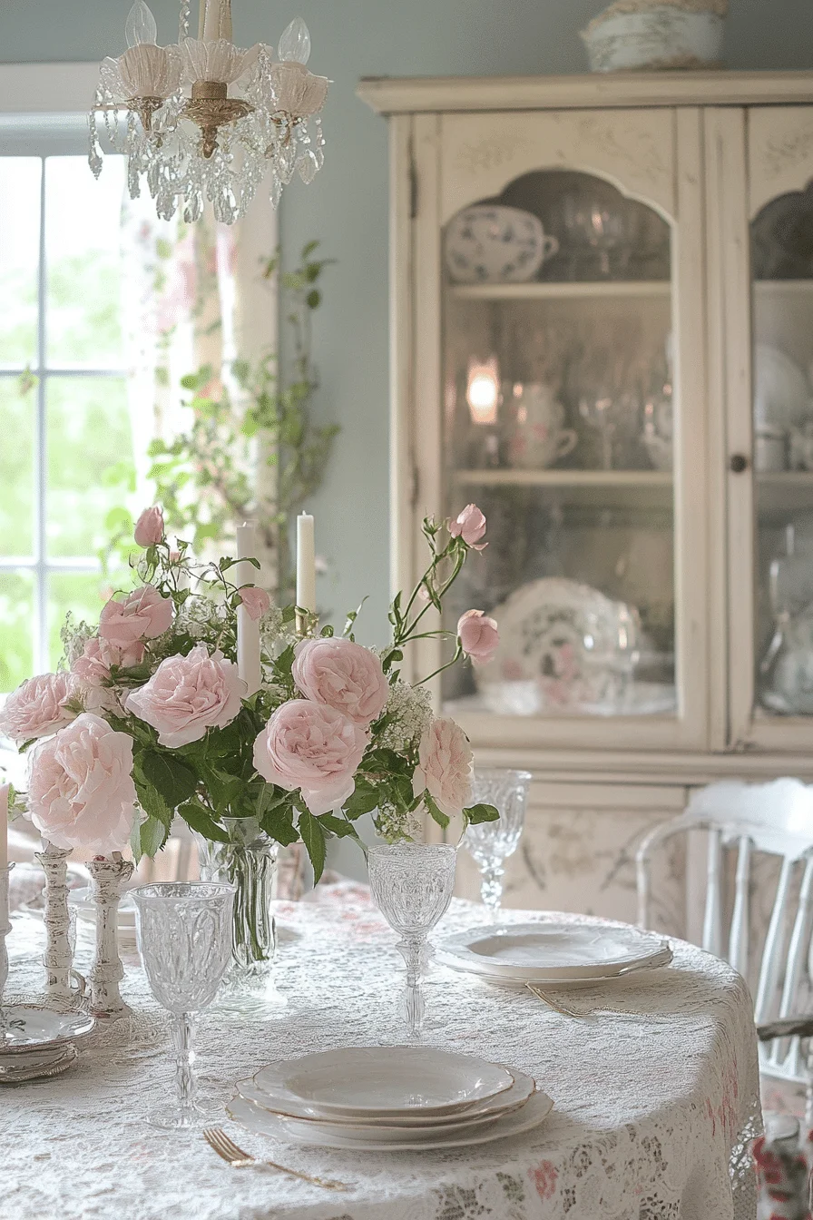 Romantic lace shabby chic dining room