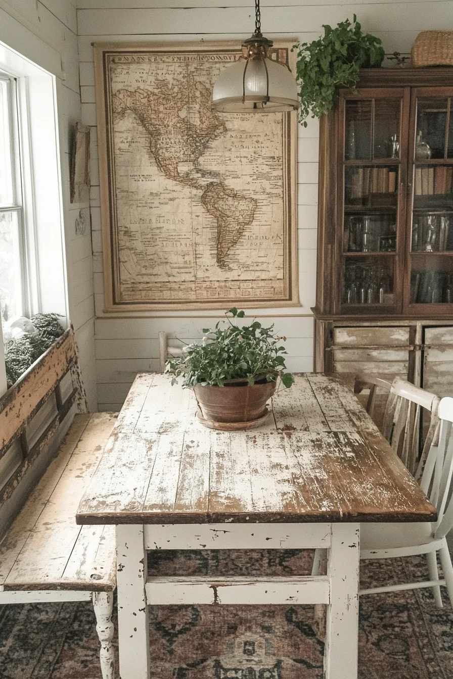Faded shabby chic dining room