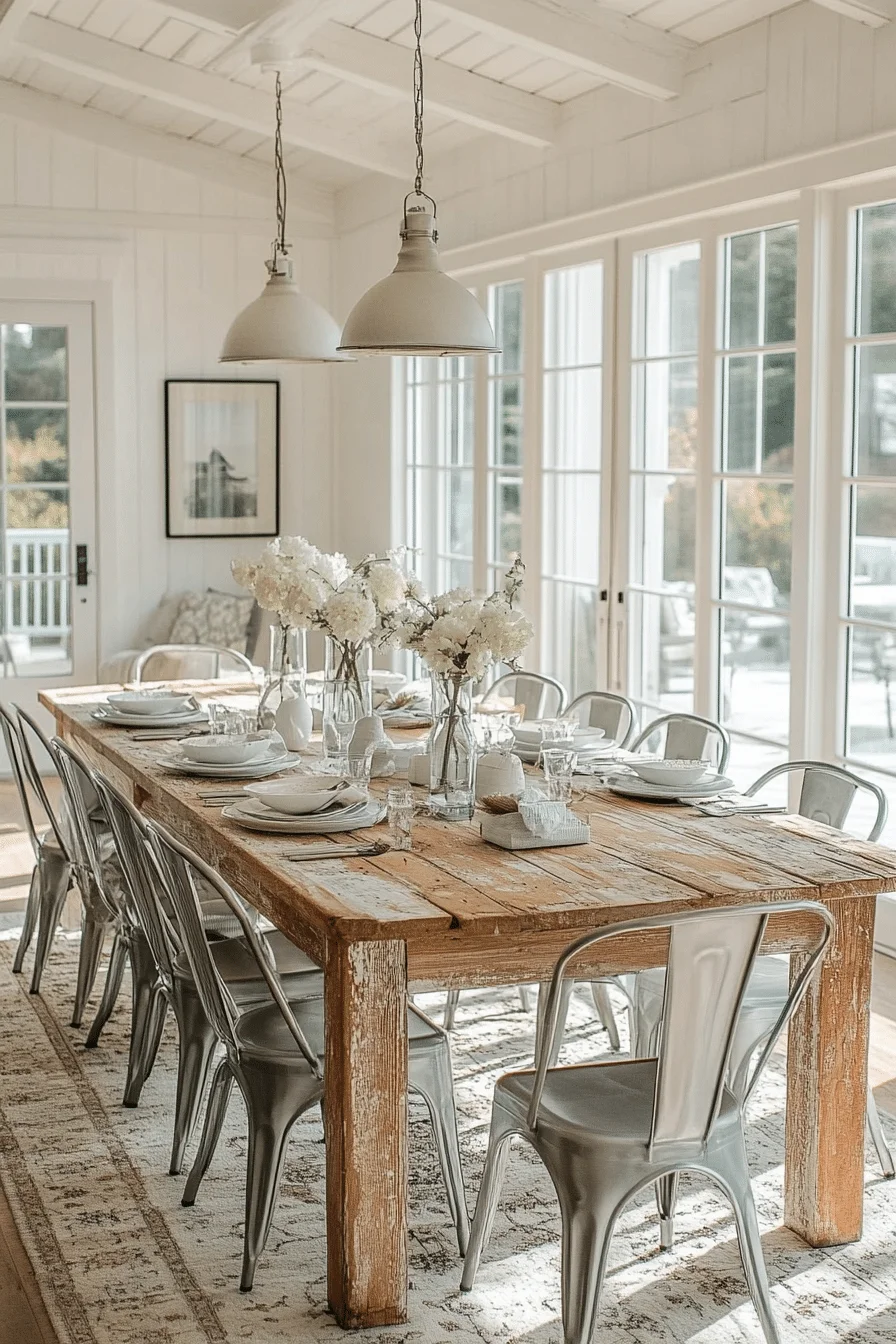 Bright and airy shabby chic dining room