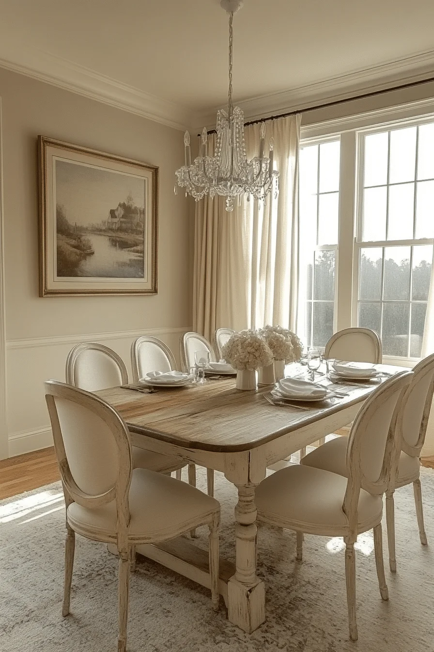 Tranquil shabby chic dining room
