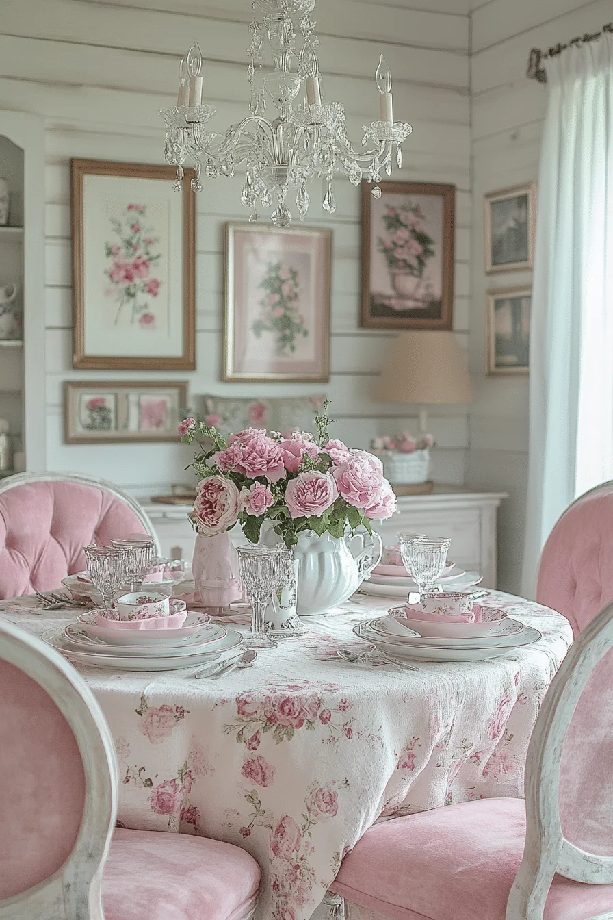 Feminine shabby chic dining room