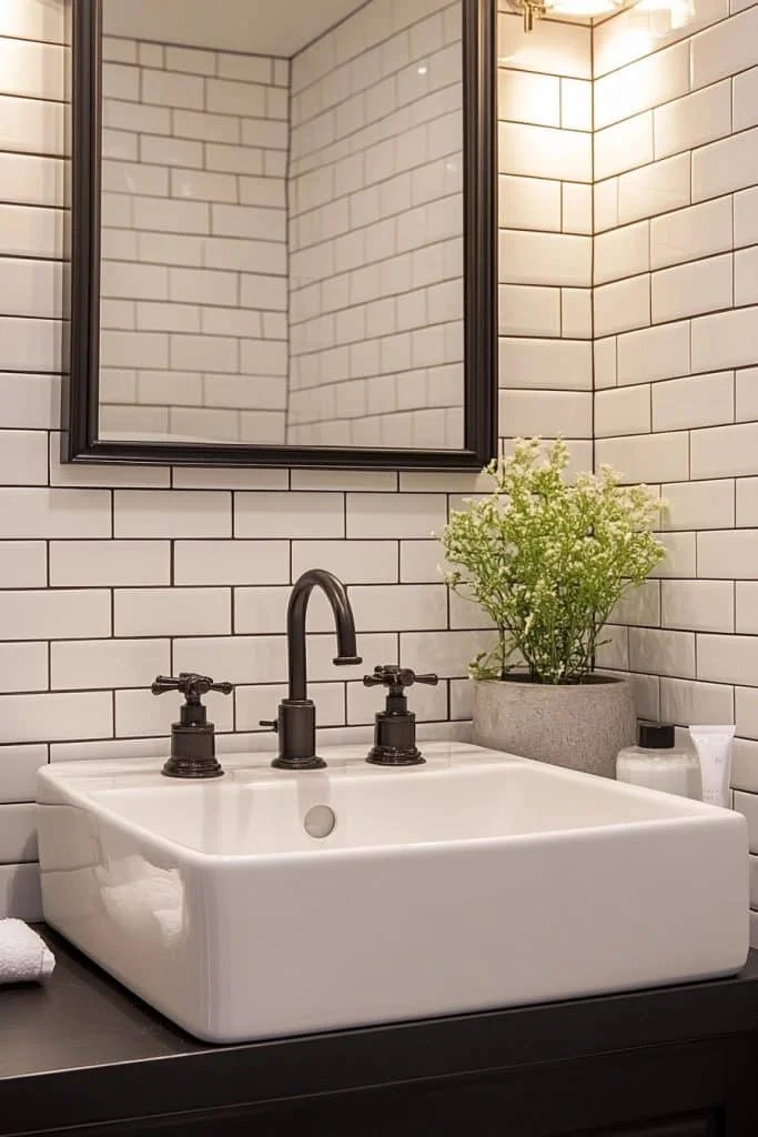 Contemporary Subway Tile Bathroom