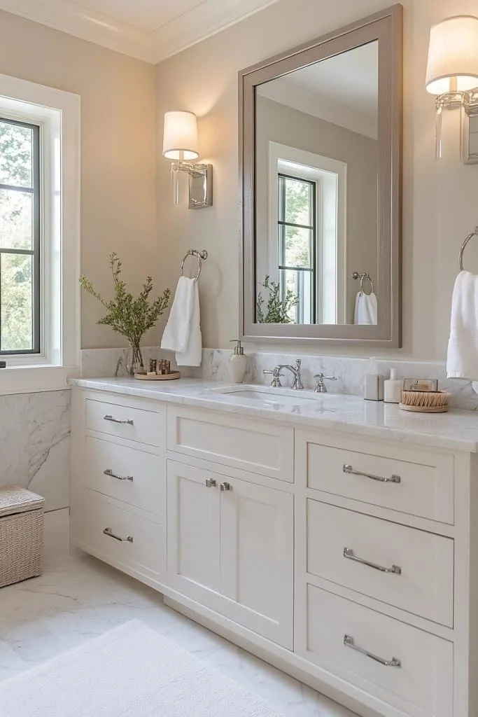 Large Mirror Wall in Bathroom
