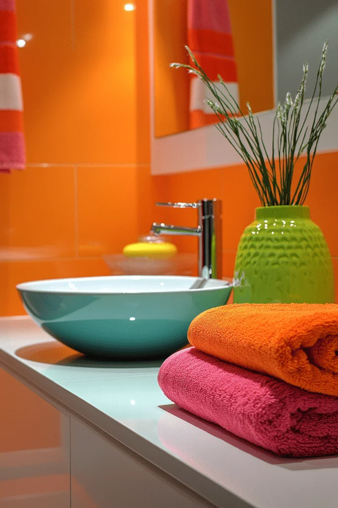 Bathroom with Bold Color Accents