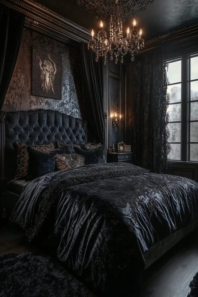Dramatic Gothic Bedroom Interiors