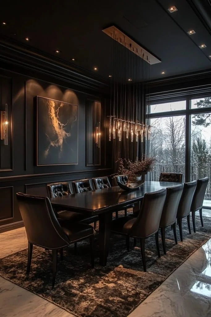 Opulent Dark-Toned Dining Areas