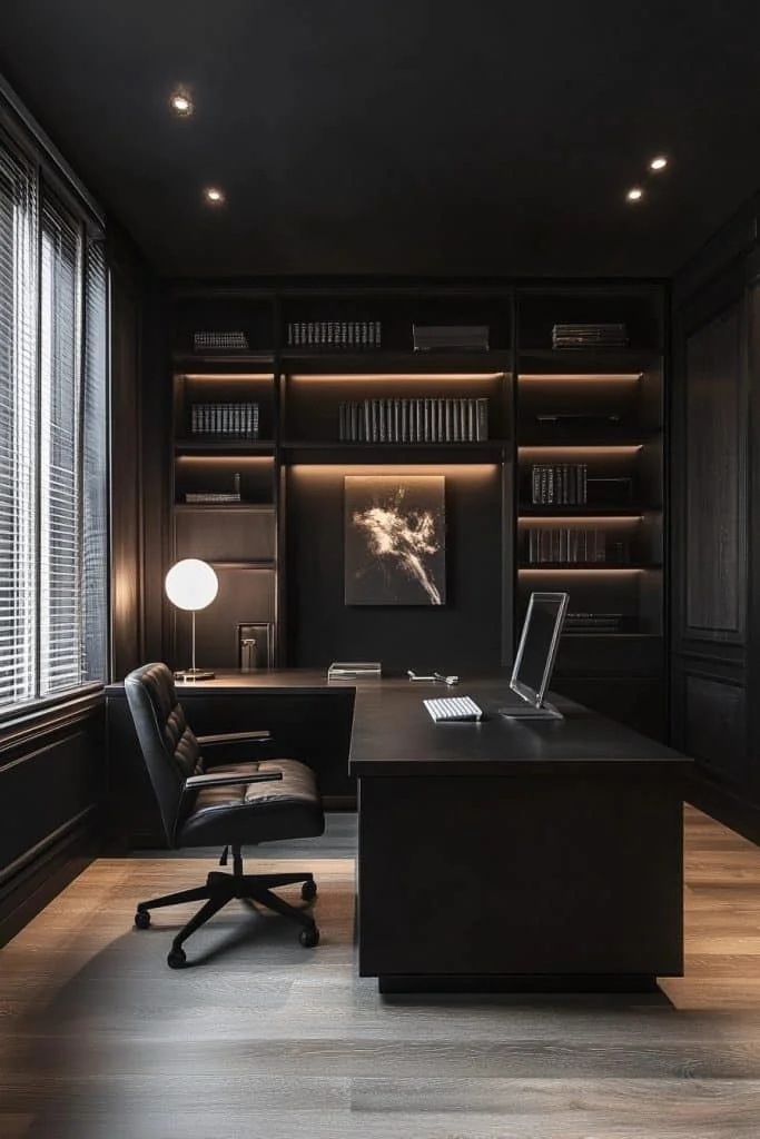 Sleek Minimalist Black Home Offices