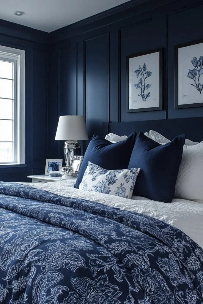 Tranquil Deep Blue Bedroom Schemes