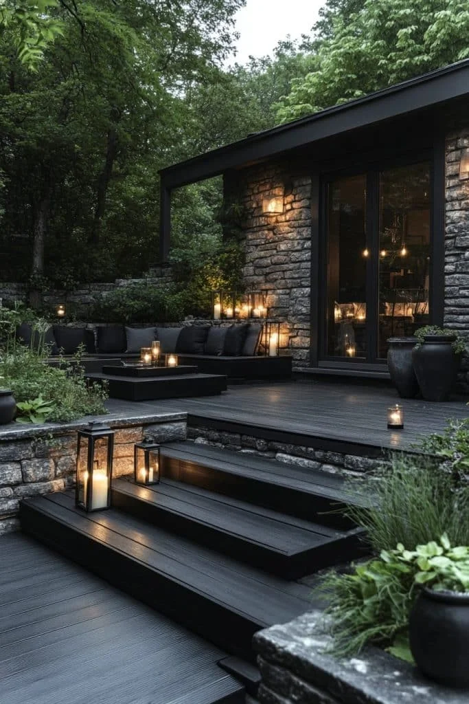 Sophisticated Charcoal and Black Outdoor Areas